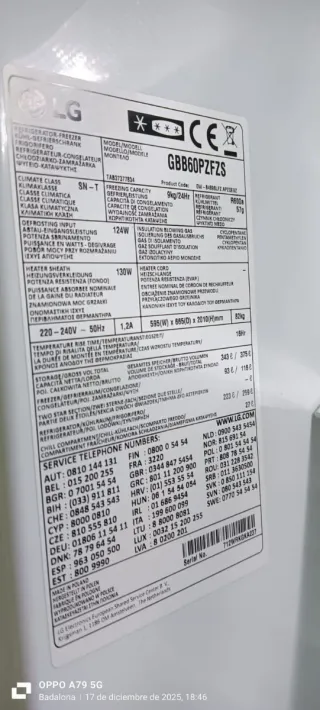 NEVERA COMBI L.G ACERO INOXIDABLE NO FROST A++