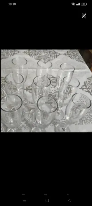 Lote 9 copas de cava de cristal.