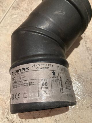 2 Codos 45º Tubo Estufa Pellets DINAK