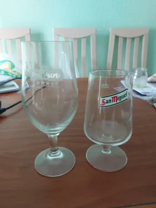 Set di 2 Bicchieri di Cristallo Mahou e San Miguel