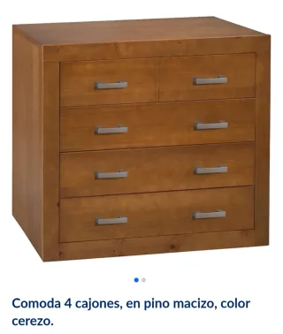 Cómoda 4 cajones pino macizo color cerezo