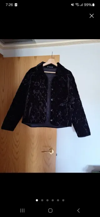 Chaqueta terciopelo Mango negra mujer