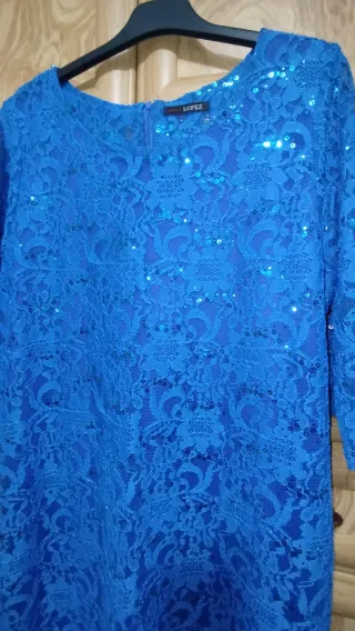 Vestido azul con lentejuelas talla 48