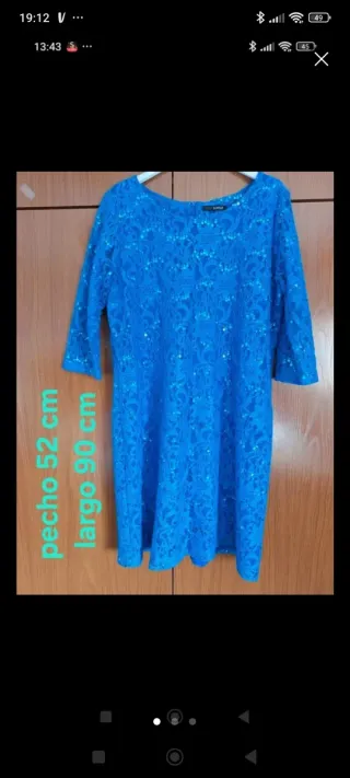 Vestido azul con lentejuelas talla 48