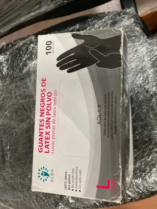 2 Cajas Guantes Látex Negros ALBA Talla L