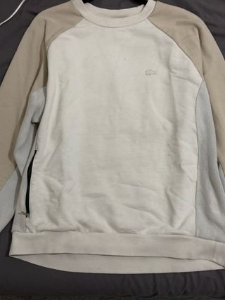 Sudadera Lacoste Beige y Blanca