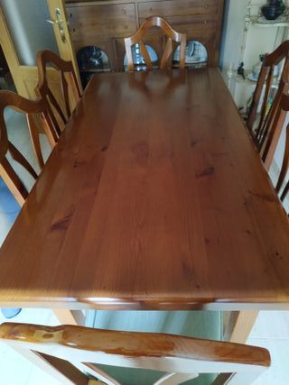 Mesa comedor y 6 sillas florales