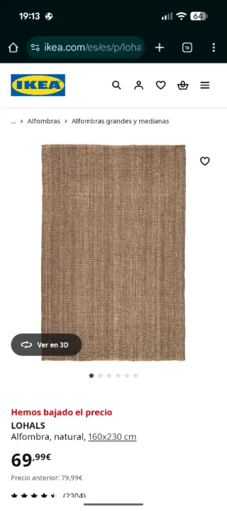 Alfombra yute LOHALS Ikea