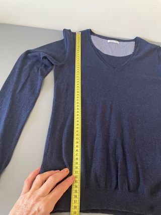 Jersey Massimo Dutti cuello pico azul