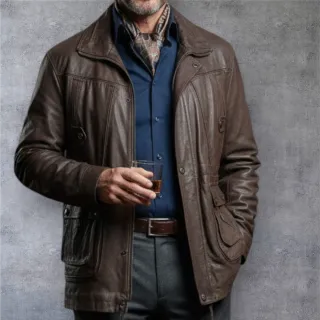 Chaqueta Piel hombre M NUEVA acolchada