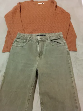 Jersey y pantalón de punto color terracota