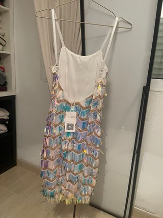 Vestido fiesta lentejuelas multicolor