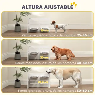 Comedero Doble Elevado Perros Ajustable