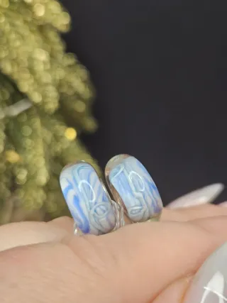 Charm Cristal Murano Azul y Blanco Plata 925