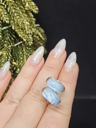 Charm Cristal Murano Azul y Blanco Plata 925