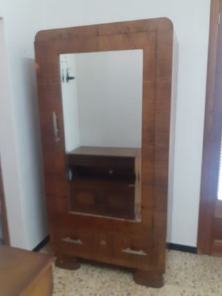 Armario ropero antiguo madera y cristal