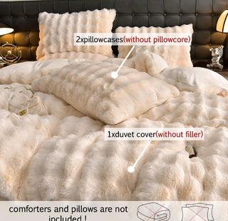 Juego de cama beige de forro polar NUEVO