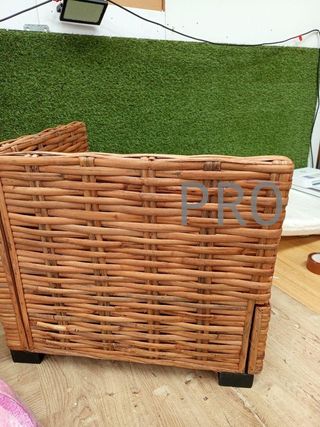 Sofá rinconero ratán con cojines