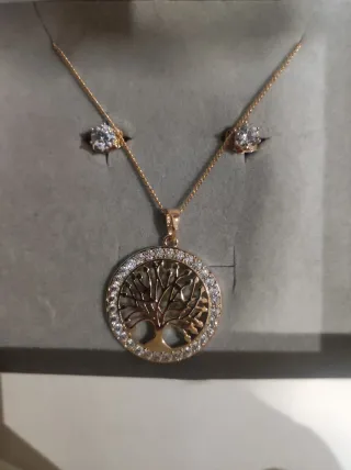 Conjunto collar y pendientes árbol vida