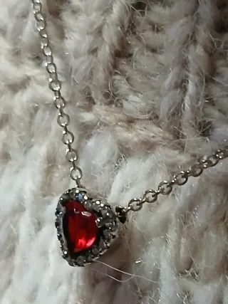 Colgante Plata Corazón Rojo
