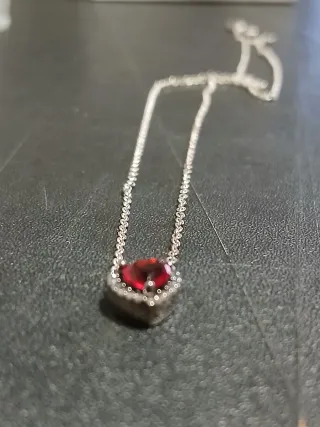 Colgante Plata Corazón Rojo
