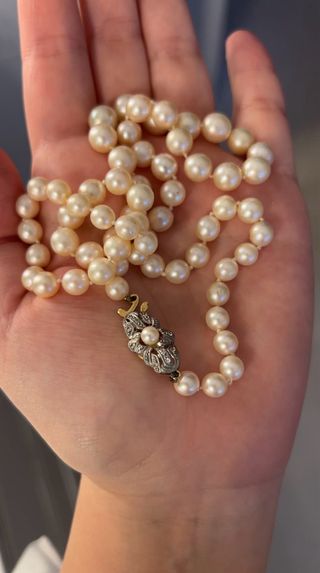 Collar Perlas Oro 18k y Platino