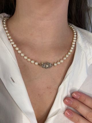 Collar Perlas Oro 18k y Platino