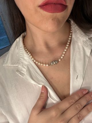 Collar Perlas Oro 18k y Platino