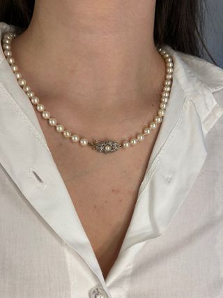 Collar Perlas Oro 18k y Platino