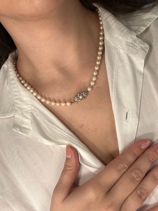 Collar Perlas Oro 18k y Platino