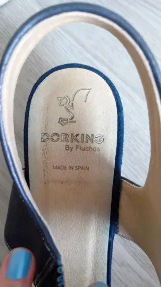 Zapato sandalias cuña azul marino con brillantes