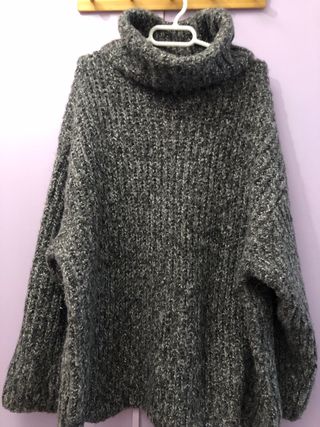 Jersey Zara Oversize Cuello Alto Gris