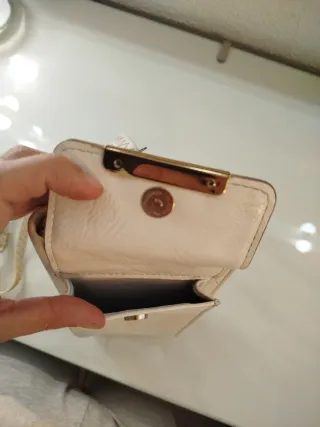 Bolso Cartera Móvil y Tarjeteros Beige/Blanco