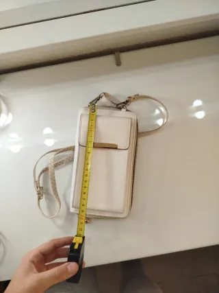 Bolso Cartera Móvil y Tarjeteros Beige/Blanco