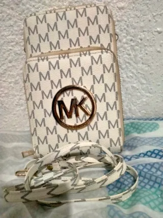 Cartera Michael Kors MK Monogram Blanca y Dorada