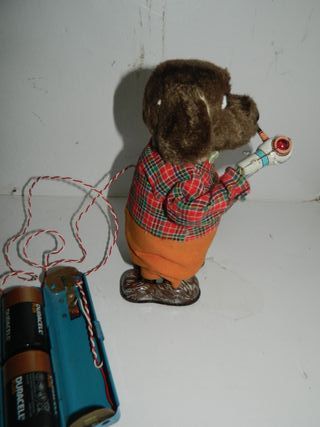 Pupazzo cane fumatore in latta Made in Japan