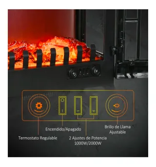 Chimenea Eléctrica HOMCOM 1000/2000W Negra