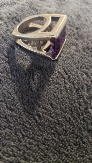 Anillo Plata Ley con Piedra Morada