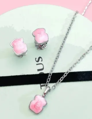 Colgante y Pendientes Tous Rosa y Plata