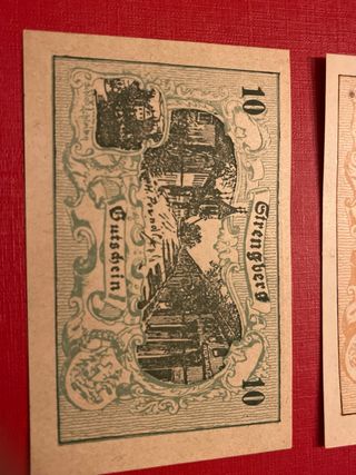 Austria 1920 Notgeld 20 y 10 Heller Strengberg