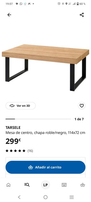 Mesa de centro TARSELE Ikea roble/negro