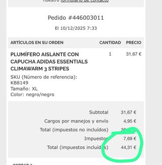 CHAQUETA CON CAPUCHA ESSENTIALS INSULATED 3 BANDAS