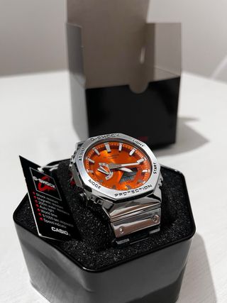Reloj de Hombre Naranja y Plateado