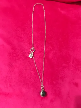 Collar Plata con Colgante Piedra Negra