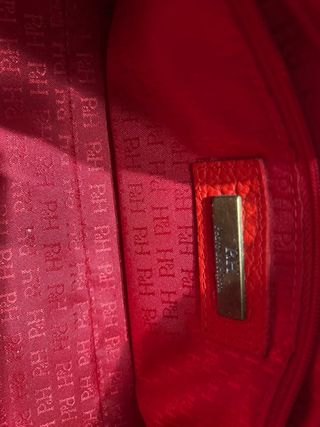 Bolso de mano PDH rojo y beige