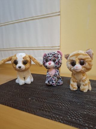 Lote 3 Peluches TY Perro, Gato y Leopardo