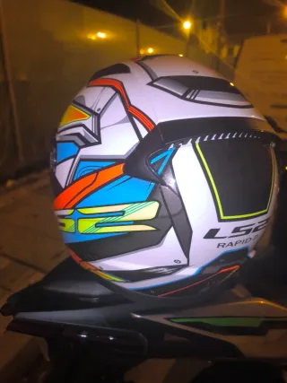 Casco Moto LS2 Blanco Naranja