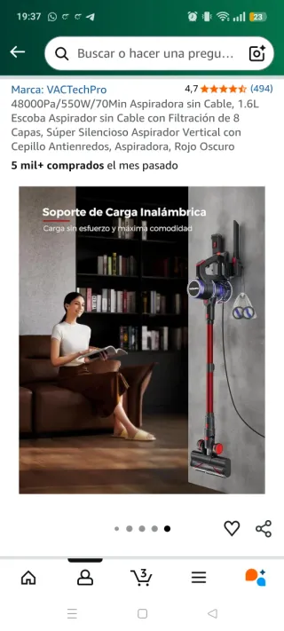 Aspiradora sin cable VACTechPro Roja (Sin Abrir)