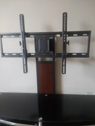 Mesa TV madera y cristal con soporte