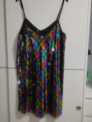 Vestido lentejuelas multicolor tirantes